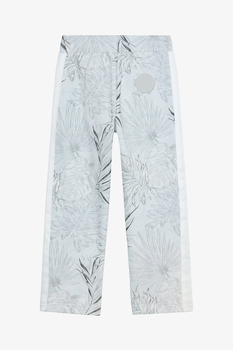 Grey Track Pants with Foliage Print