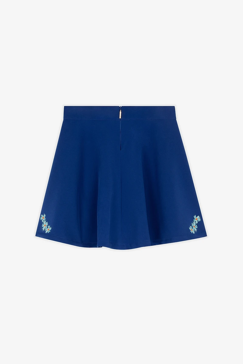 Floral-Embroidered Skirt