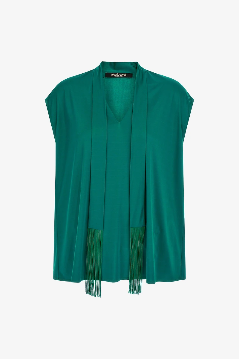 Green Top With Fringed Lavallière