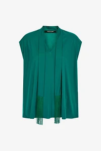 Green Top With Fringed Lavallière