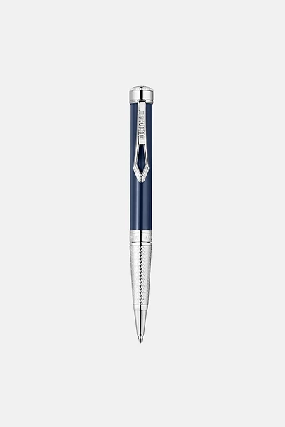 Roberto Cavalli Lacquer Ballpoint Pen, Silver Color & Dark Blue Lacquer