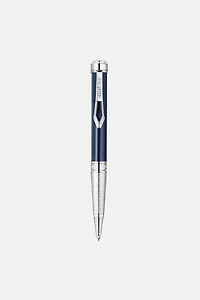 Roberto Cavalli Lacquer Ballpoint Pen, Silver Color & Dark Blue Lacquer