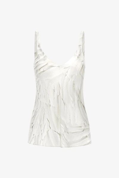 Ice Feathers Print Silk Top