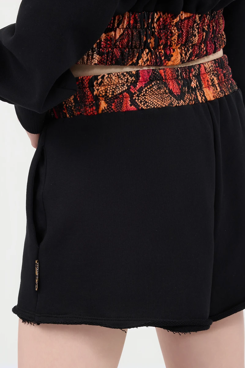 Sports Shorts With Python Print Waistband