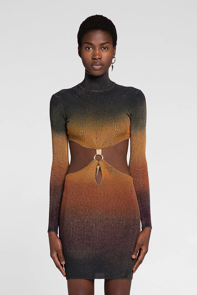 Tiger Tooth Cut-Out Mini Dress