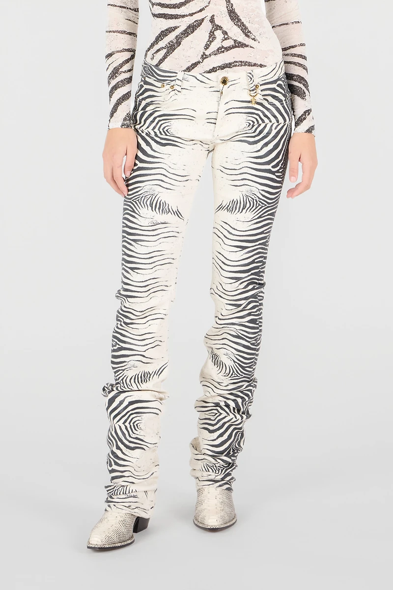 Pants With White Tigress Print