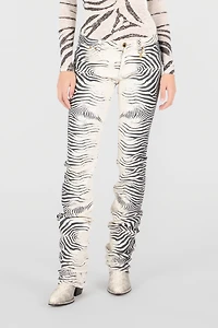 Pants With White Tigress Print