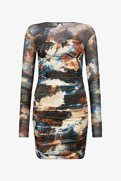 Rusty Stain Print Dress Mini