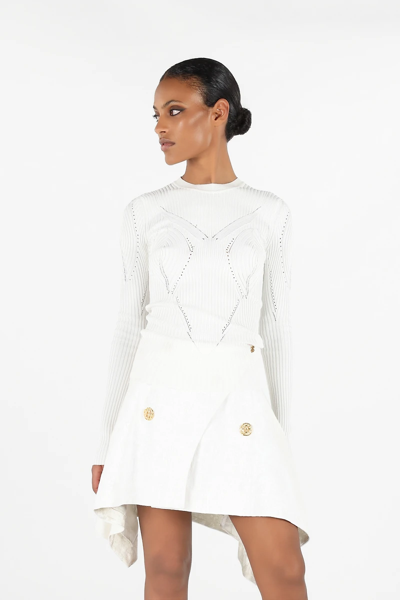 Wall Print Ribbed Sweater