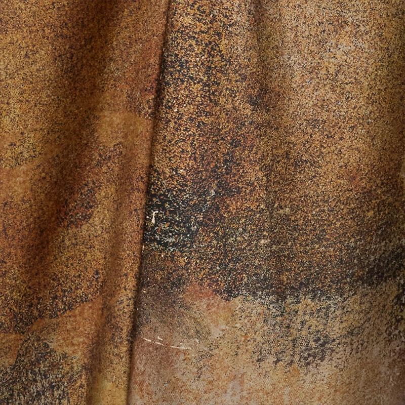 Beige Silk Caftan With Marble Print