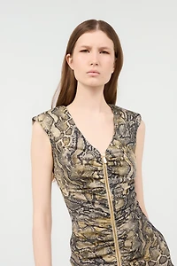 Mini Dress With Zipper And Python Print