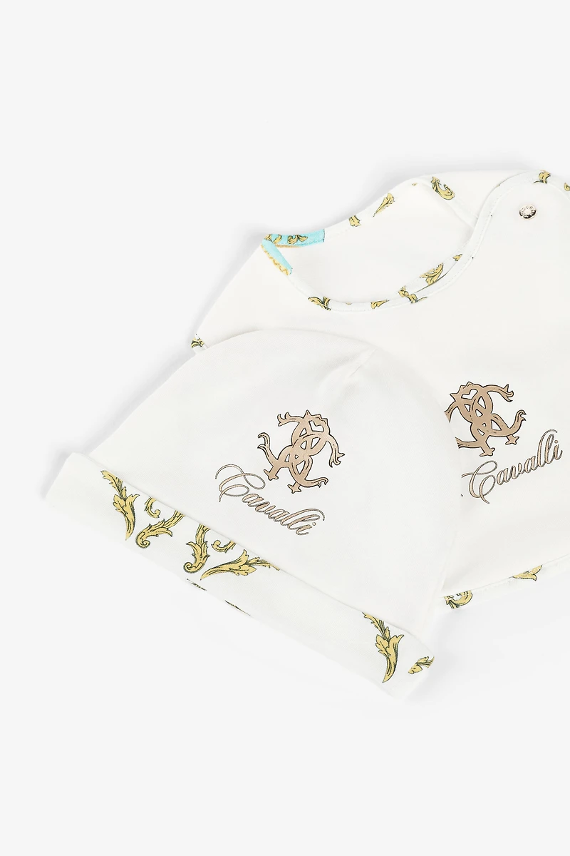 Filigree And Jaguar-Print Babygrow Set