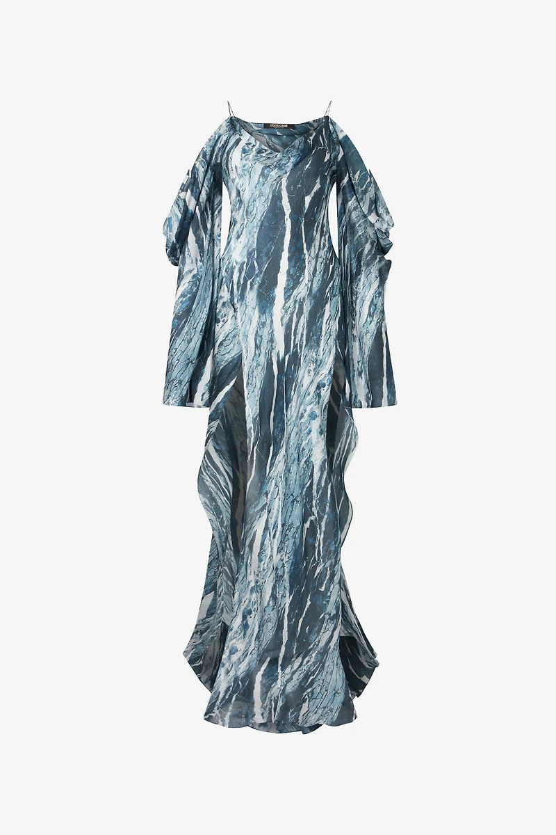 Marble-Print Flowing Dress