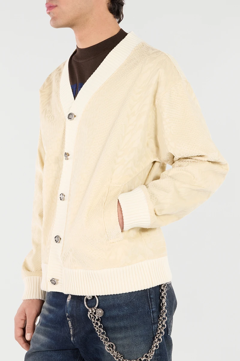 Python-Print Cardigan-Style Sweatshirt