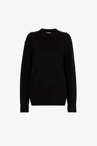 Stud-embellished crew-neck jumper