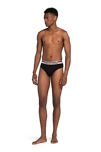 Two-Pack Black Cotton Briefs With Logo Waistband