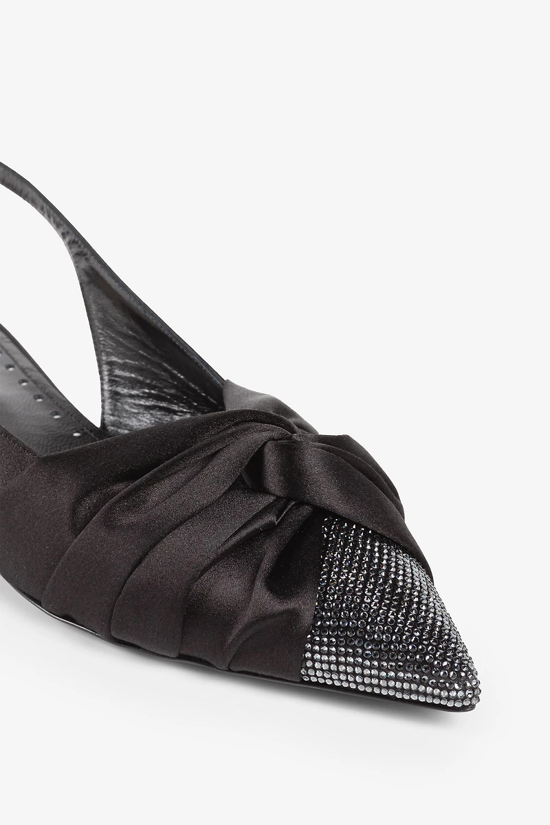 Knot-detail crystal-embellished ballerina shoes