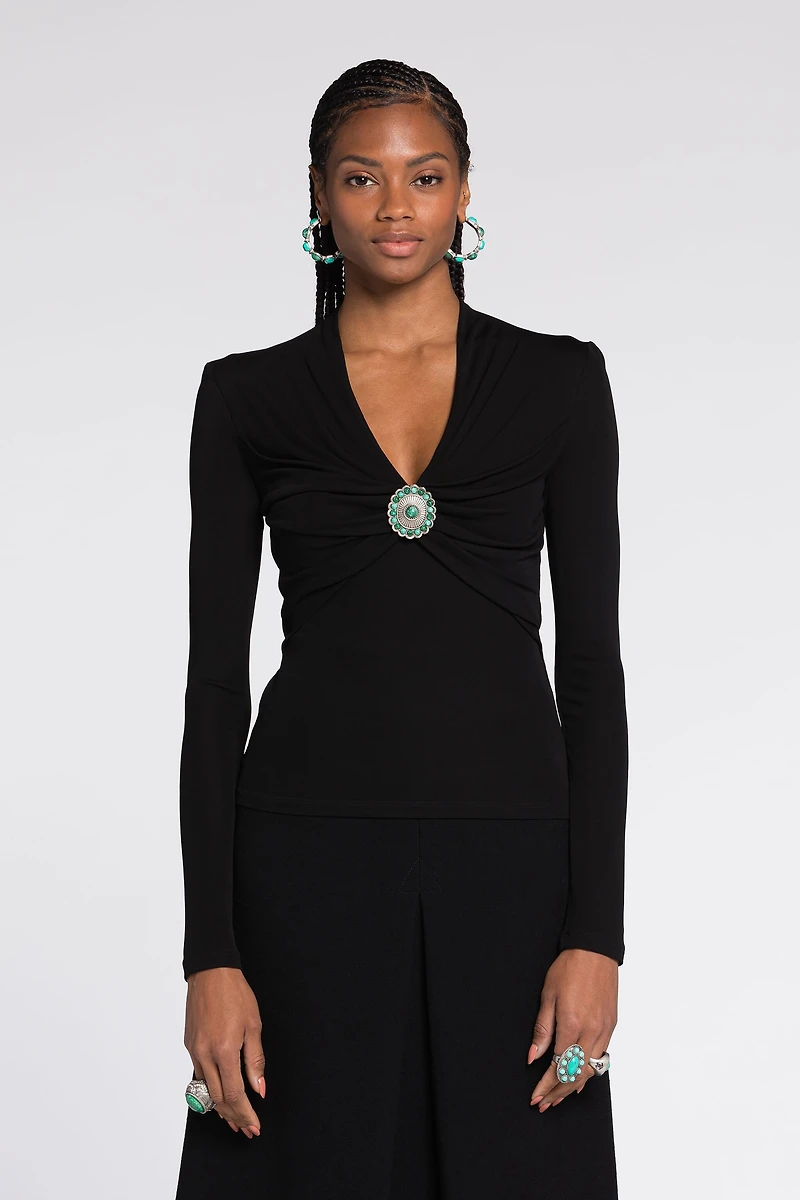 Embellished Gathered Top