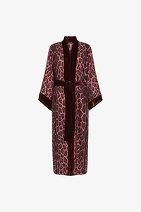 Belted coat with Leopard print