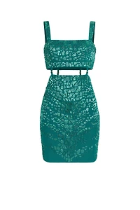 Leopard Bead-Embellished Mini Dress