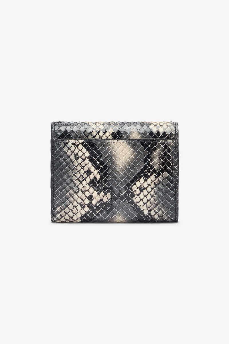 Small wallet in printed leather with logo