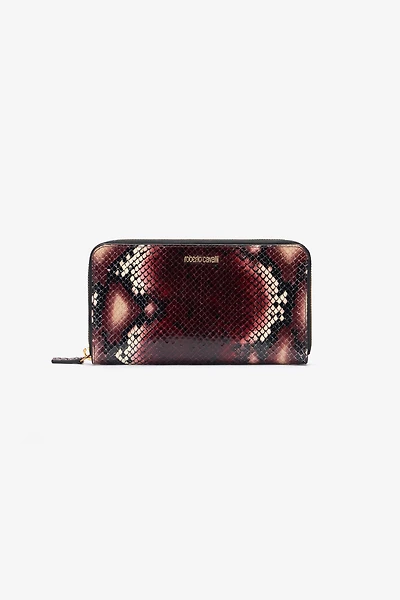 Zip-around wallet in printed leather