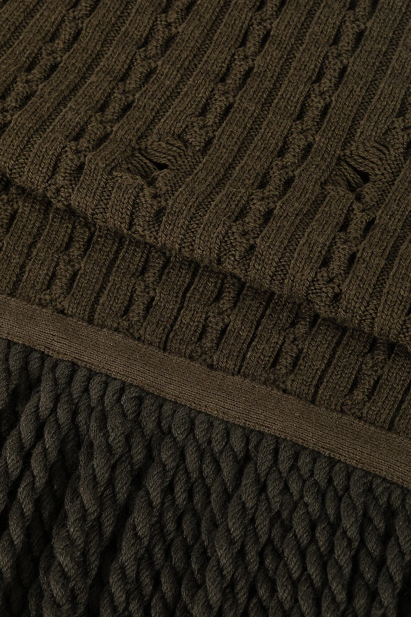 Ribbed-Knit Wool Scarf