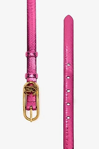 Laminated Leather Belt with Snake Print