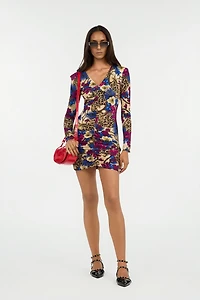 Flower Leopard Print Mini Dress