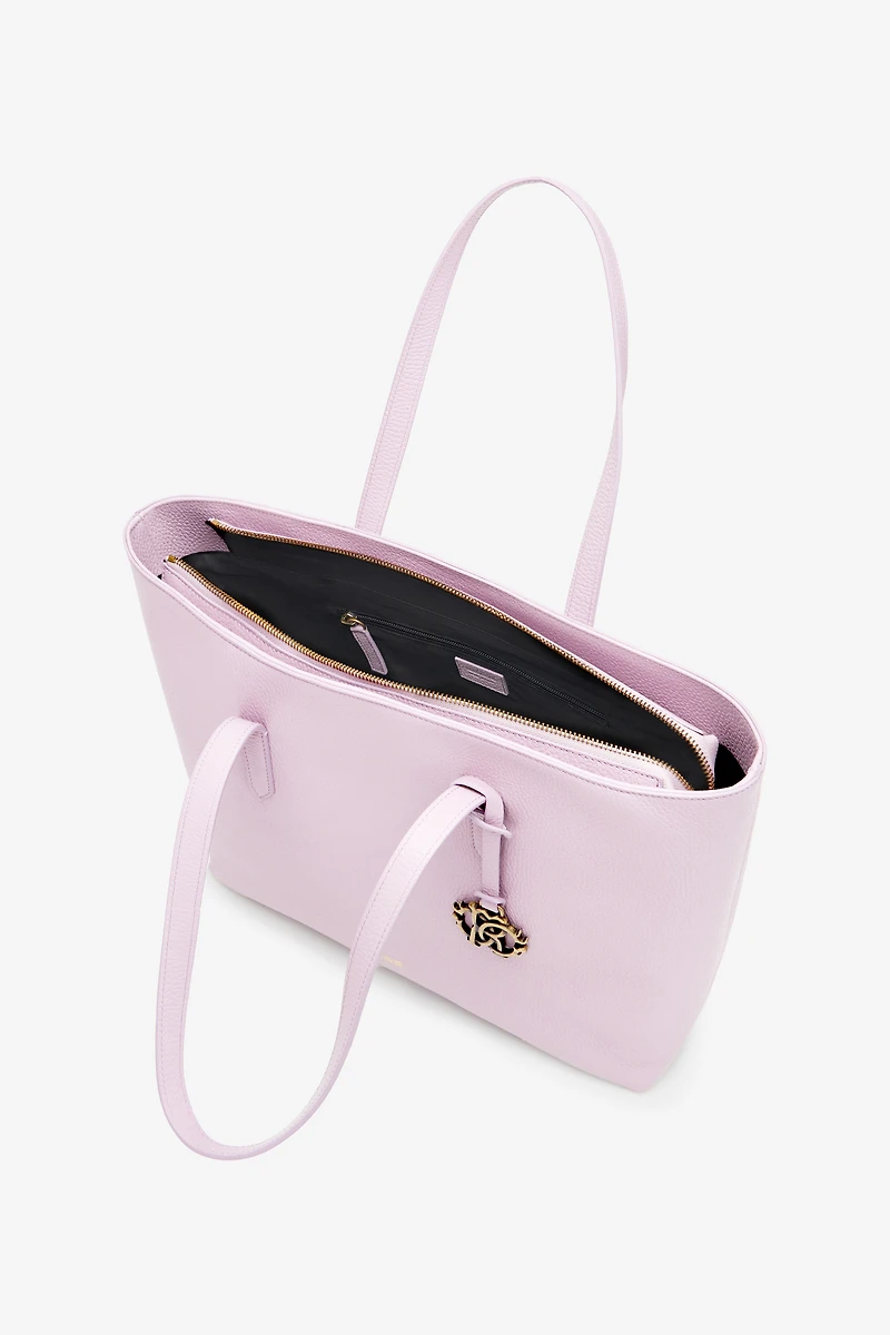 Leather shopper tote with RC charm