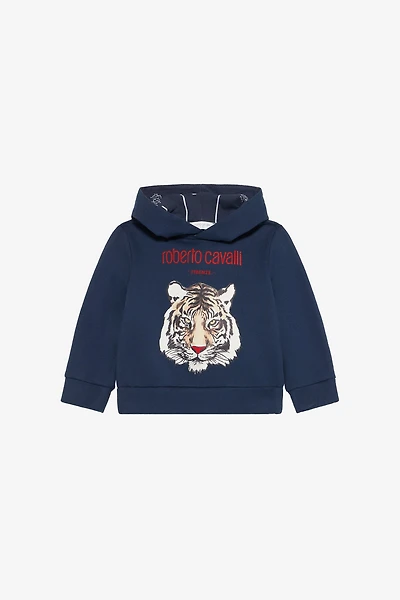 Blue Sweatshirt with Tiger Print