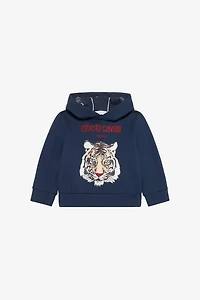 Blue Sweatshirt with Tiger Print