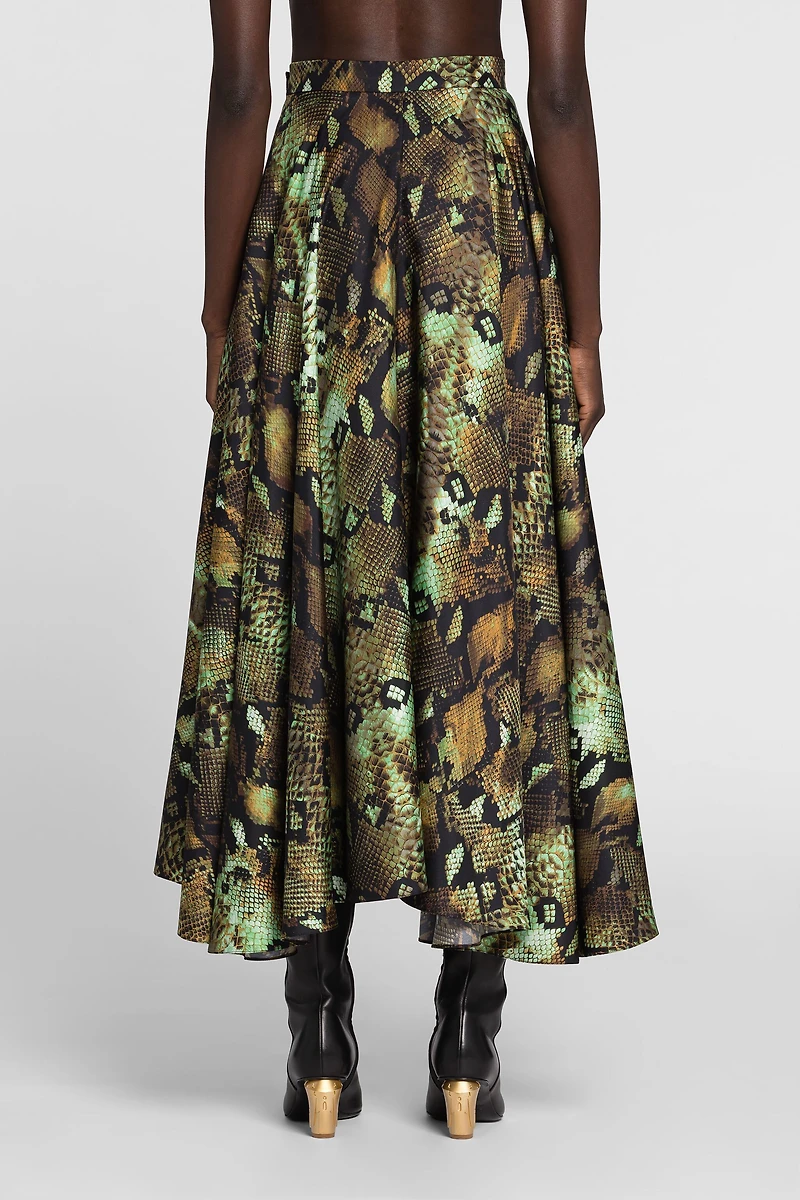 Python-Print Silk Skirt