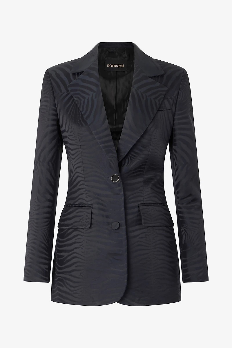 Blazer With Solid-Color Tiger Skin Design