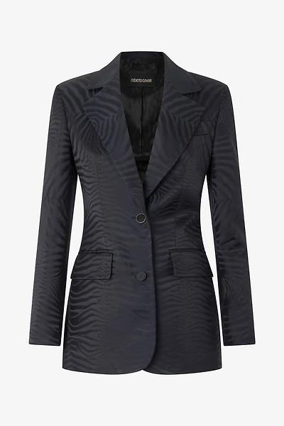 Blazer With Solid-Color Tiger Skin Design