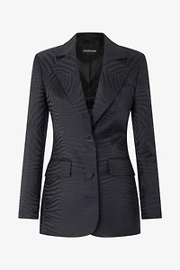 Blazer With Solid-Color Tiger Skin Design