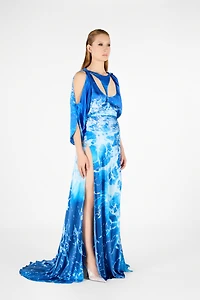 Stretto di Messina Print Long Dress