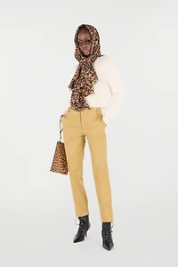 Solid-Color Python-Print Pants