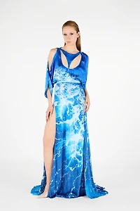 Stretto di Messina Print Long Dress