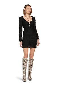 Corset front gathered lace dress