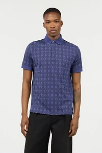 Purple Geometric Print Polo Shirt