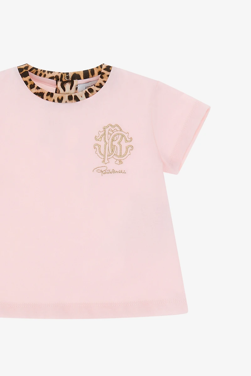 Pink Leopard Trim Tee