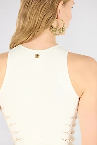 Tank Top with Perforated Zebra Pattern