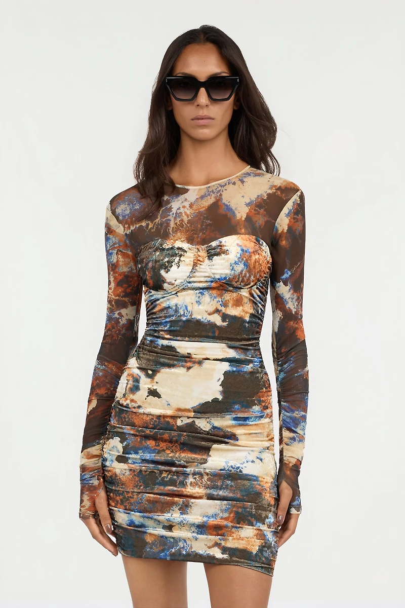 Rusty Stain Print Dress Mini