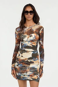 Rusty Stain Print Dress Mini