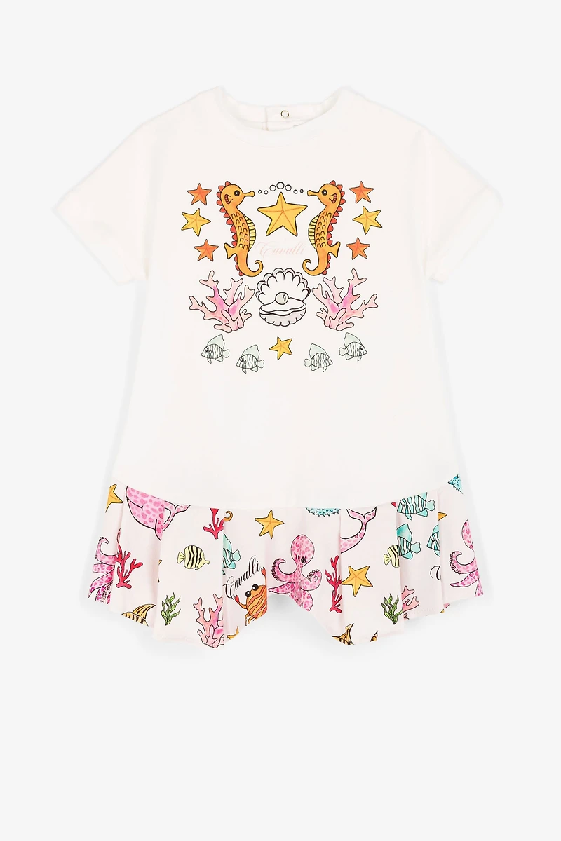 Aquatic-print short-sleeved dress