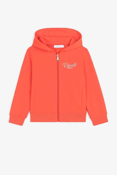 Logo-embroidered zipped hoodie