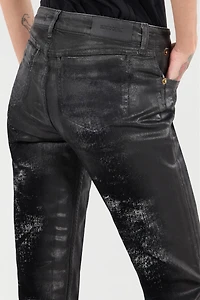 Distressed-Effect Python Skin Jeans