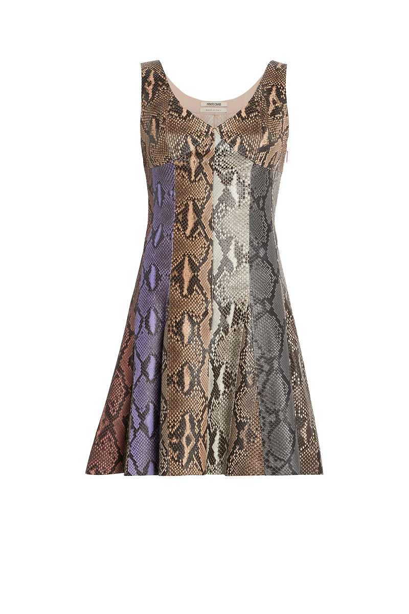 Multicolour python and leather dress
