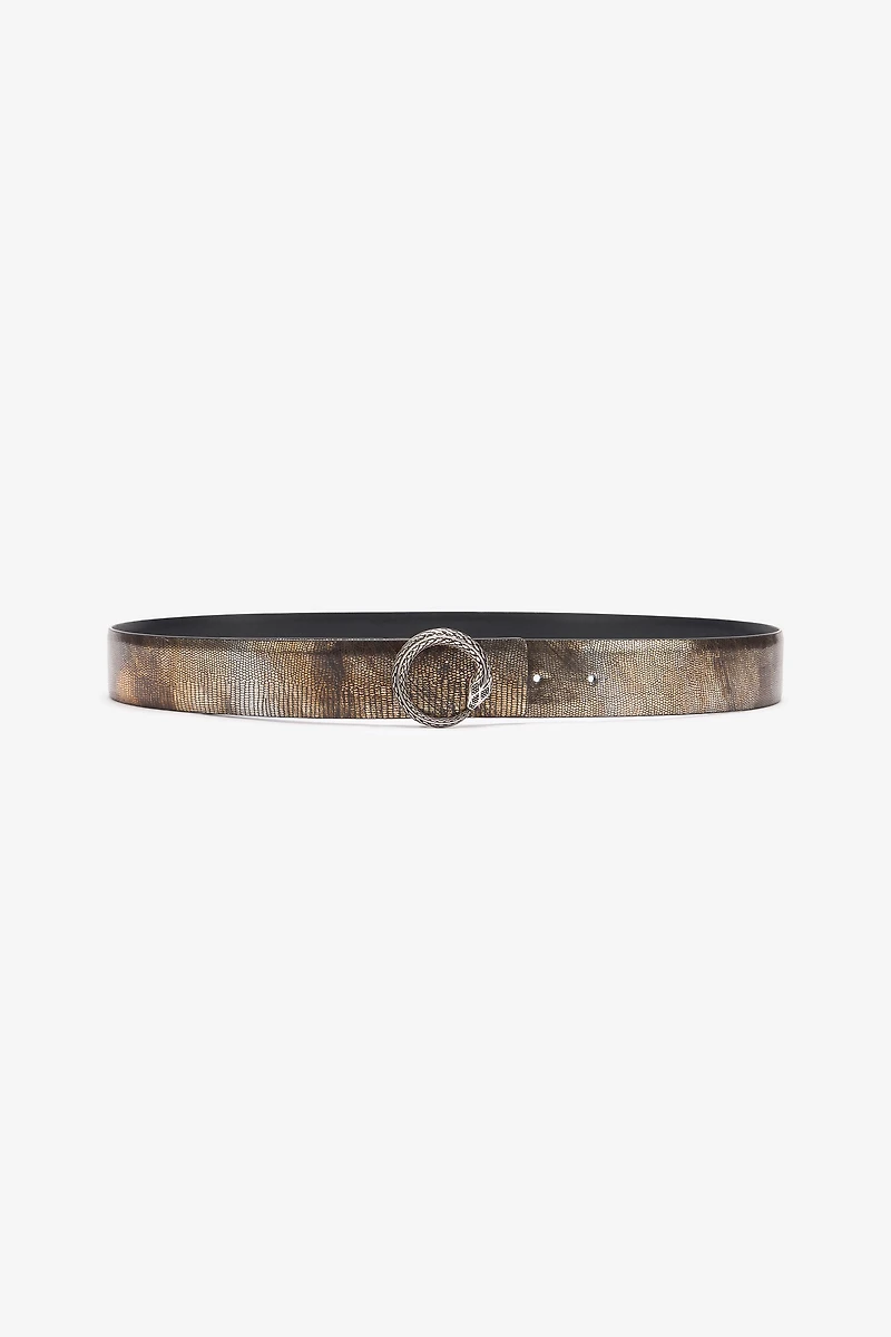 Metallic Belt With Snake Buckle